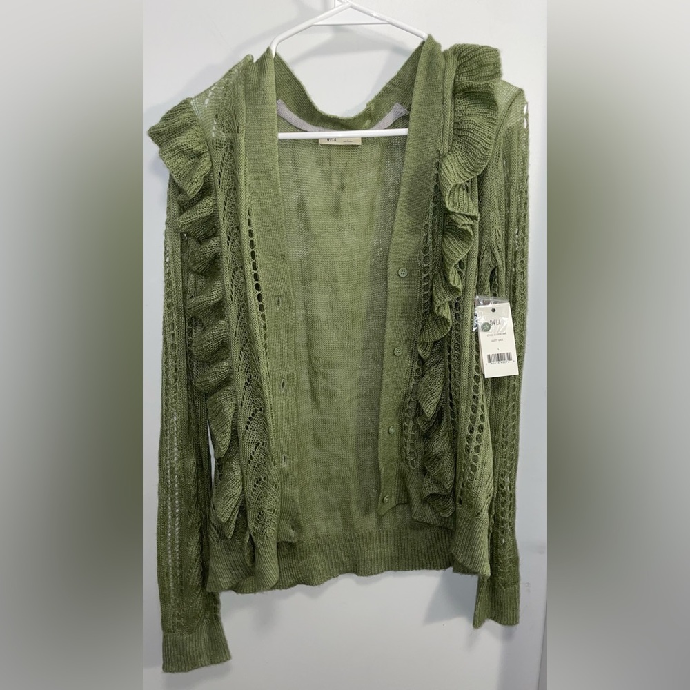 VILA Dusty Sage Green Cardigan Sweater NWT